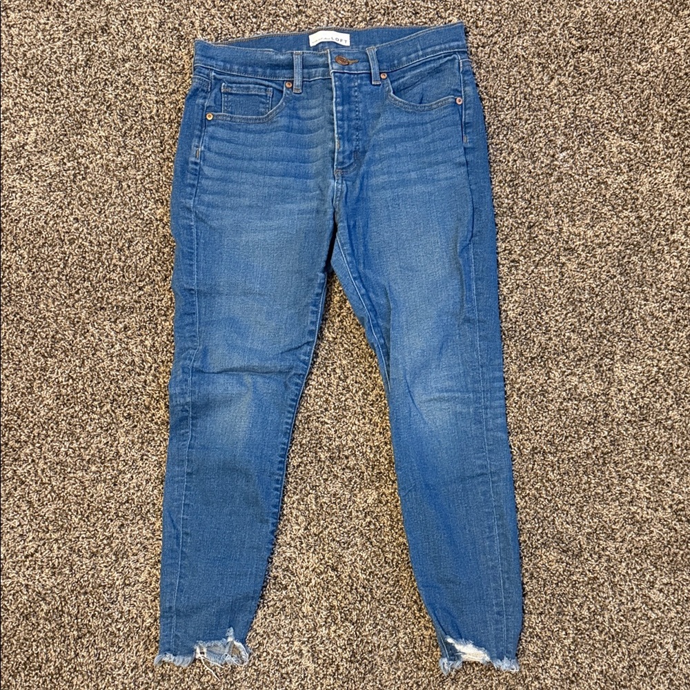 LOFT Distressed Blue Cropped Jeans
